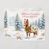 Carte de Noël personnalisée pour poney des Shetlan (Devant / Derrière)