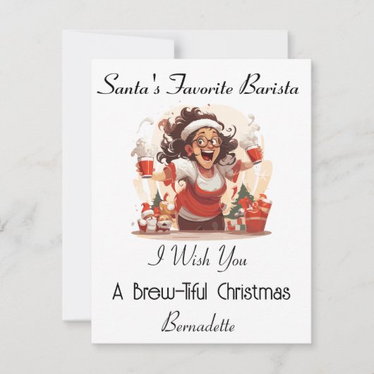 Carte de Noël personnalisée pour un Barista (Devant)