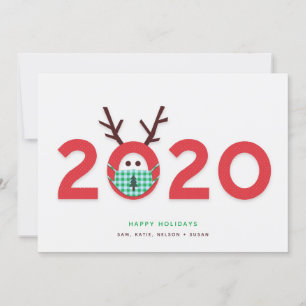 Carte de Noël personnalisée Renne masqué 2020