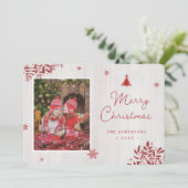 Carte de Noël personnalisée Russe Feuille Rouge (Debout devant)