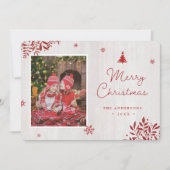 Carte de Noël personnalisée Russe Feuille Rouge (Devant)