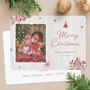 Carte de Noël personnalisée Russe Feuille Rouge