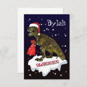 Carte de Noël personnalisée 'Santasaurus' Dinosaur (Devant / Derrière)