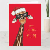 Carte de Noël personnalisée SUPER COOL GIRAFFE (Devant)