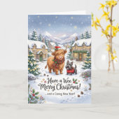 Carte de Noël Petite Highland (Fleur jaune)
