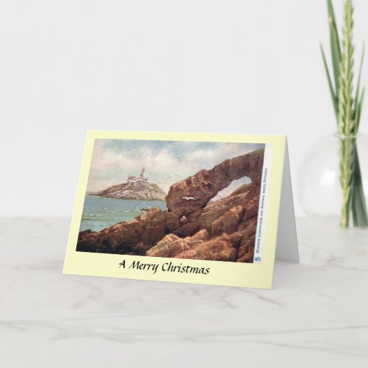 Carte de Noël - Phare de Mumbles, Swansea (Devant)
