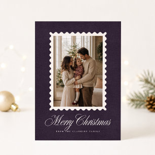 Carte de Noël photo à cadre ondulé en velours viol