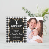 Carte de Noël photo à carreaux de bison (Debout devant)