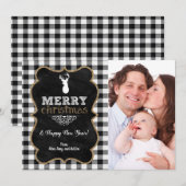 Carte de Noël photo à carreaux de bison (Devant / Derrière)