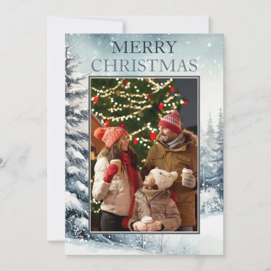Carte de Noël photo à feuillage persistant (Devant)