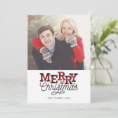 Carte de Noël photo à motif carreaux de buffle « J (Debout devant)