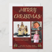 Carte de Noël photo à rayures traditionnelles roug (Devant)