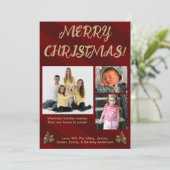 Carte de Noël photo à rayures traditionnelles roug (Debout devant)