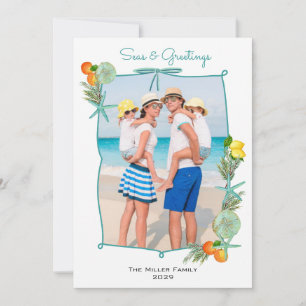 Carte de Noël photo aquarelle sur les mers et salu