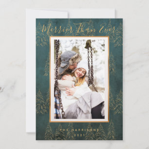 Carte de Noël photo arbre de Noël Or Hivernal