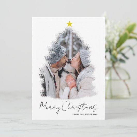 Carte de Noël photo avec arbre de Noël et cadre en (Debout devant)