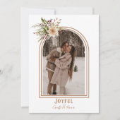 Carte de Noël photo avec arche rustique joyeuse (Devant)