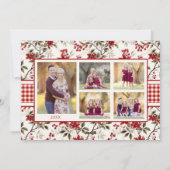 Carte de Noël photo avec bordure à carreaux et hou (Dos)