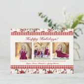 Carte de Noël photo avec bordure à carreaux rouge (Debout devant)