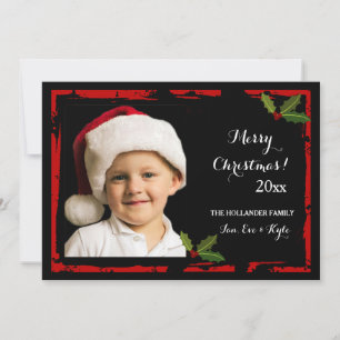 Carte de Noël photo avec cadre à effet craquelé ro