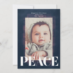 Carte de Noël photo avec cadre Blue Peace