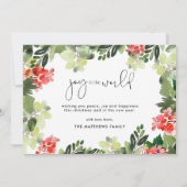 Carte de Noël photo avec cadre de verdure et baies (Dos)