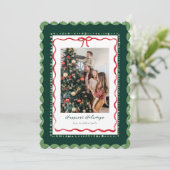 Carte de Noël photo avec cadre vert festonné (Debout devant)