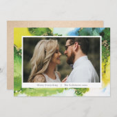 Carte de Noël photo avec encre verte moderne (Devant / Derrière)