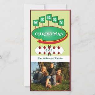 Carte de Noël photo avec enseigne rétro Noël