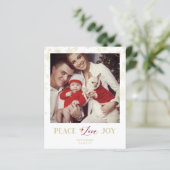 Carte de Noël photo avec flocons de neige dorés et (Debout devant)