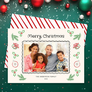 Carte de Noël photo avec gribouillis mignons de No