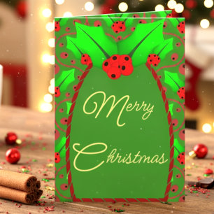 Carte de Noël photo avec houx et baies