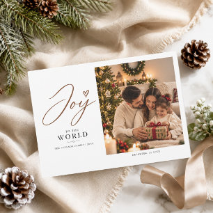 Carte de Noël photo avec Joy To The World en écrit