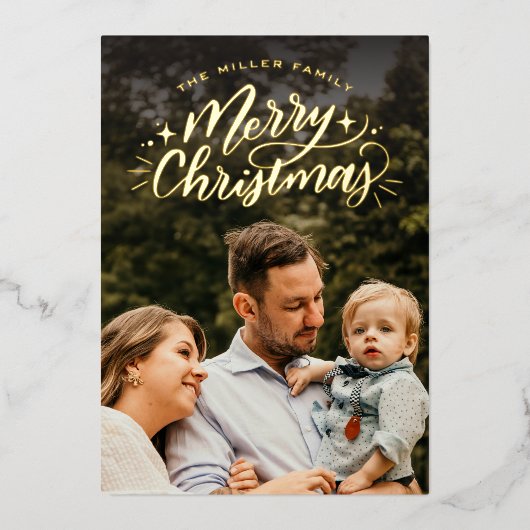 Carte de Noël photo avec lettrage manuel (Recto)