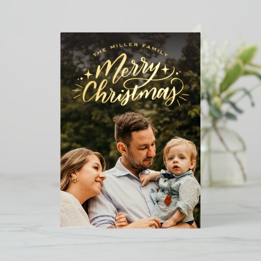 Carte de Noël photo avec lettrage manuel (Debout devant)