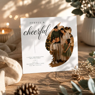 Carte de Noël photo avec pinceau script Joyeux & J
