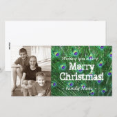 Carte de Noël photo avec plume de paon (Devant / Derrière)