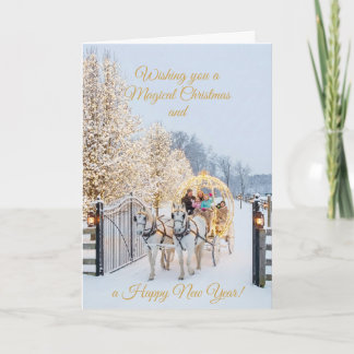 Carte de Noël photo avec promenade en calèche magi