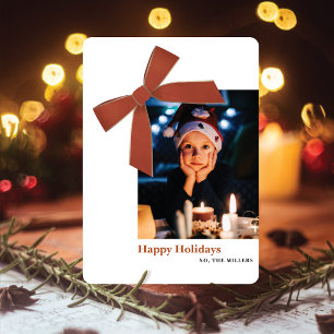 Carte de Noël photo avec ruban en velours terracot