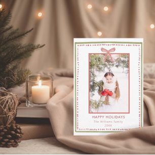 Carte de Noël photo avec ruban et baie illustrés à