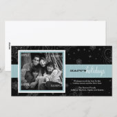 Carte de Noël photo avec ruban rayé (Devant / Derrière)