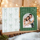 Carte de Noël photo avec ruban vert