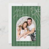 Carte de Noël photo avec ruban vert (Devant)