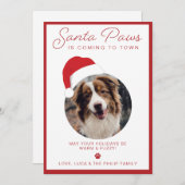Carte de Noël photo avec Santa Paws pour animaux d (Devant / Derrière)