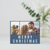 Carte de Noël photo avec typographie bleu marine J (Debout devant)