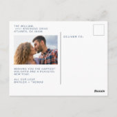 Carte de Noël photo avec typographie bleu marine J (Dos)