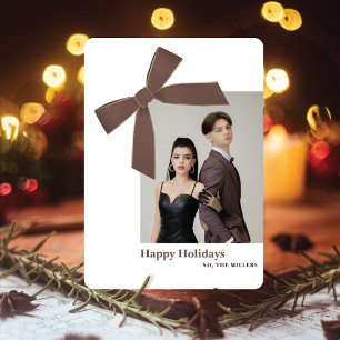 Carte de Noël photo avec un nœud en velours modern