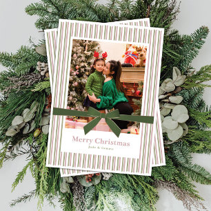 Carte de Noël photo avec un nœud en velours vert