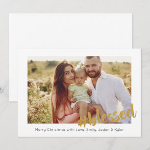 Carte de Noël photo bénie en or