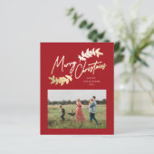 Carte de Noël photo Budget Script Red Gold 2 (Debout devant)